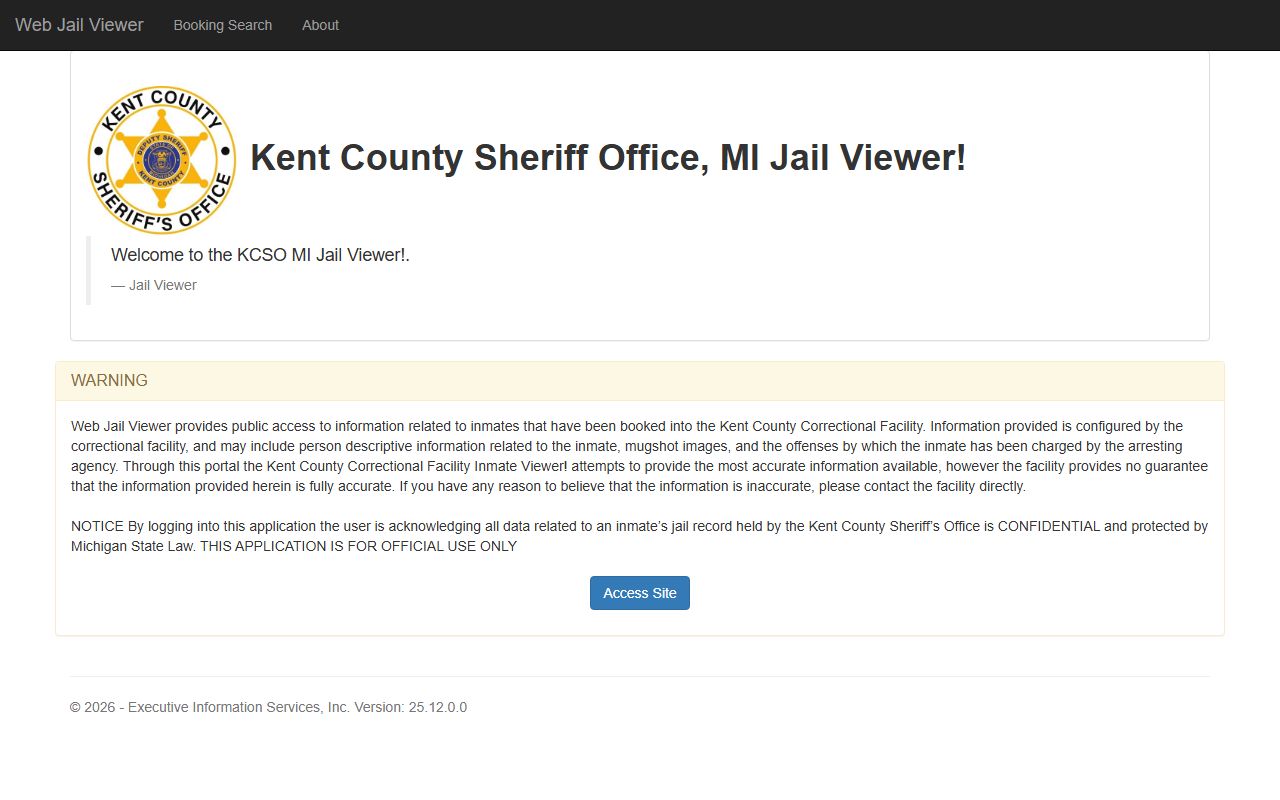 Kent County Web Jail Viewer for Kent County booking reports