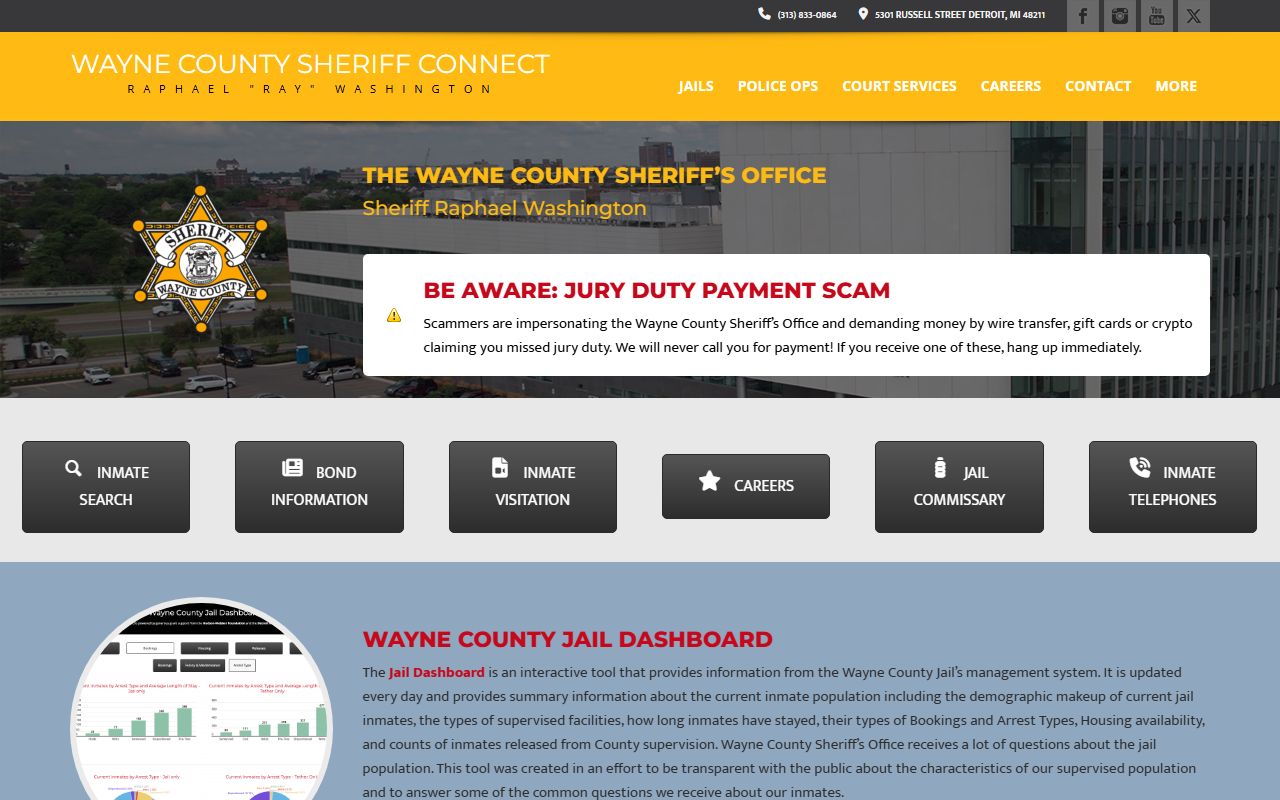Sheriff Connect portal for Wayne County booking reports